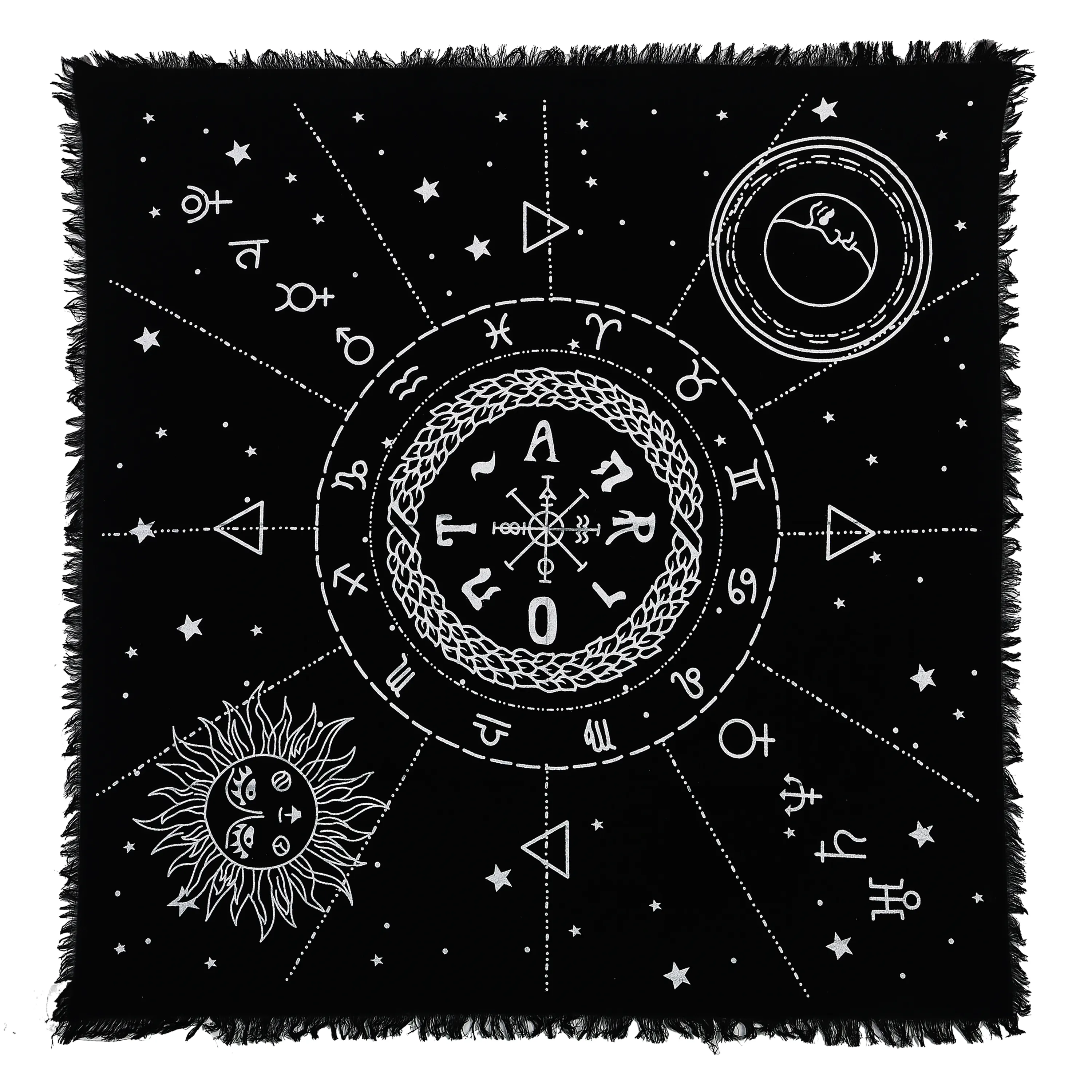 Tarot Spread Cotton Altar Cloth Pentagram Beautiful Black Gold Table Cover 24X24 pulgadas Constellation Alter