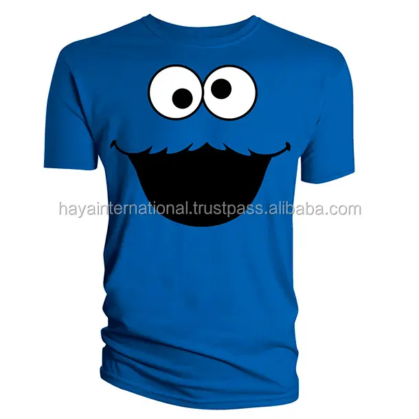 Maglietta blu di Riyal di stampa di Smiley personalizzata di alta qualità HITM06 t-Shirt Casual da uomo divertente del fumetto