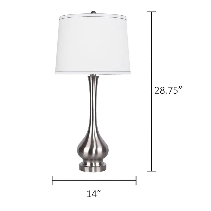 Lâmpada de mesa de prata de 28.75 ", tipo nórdico, para quarto, com sombra, para hotel, restaurante, escritório e decoração