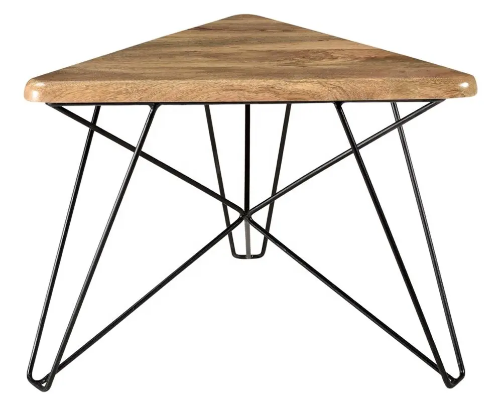 Mesa de centro de forma triangular superior de madera maciza de estilo Simple moderno con patas de pasador de pelo plegables