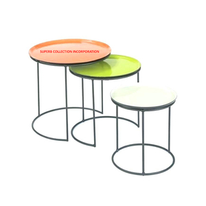 <strong>Multi</strong> Color Enamel Top Iron Frame Round Nesting Coffee <strong>Table</strong> Direct India Factory Sale <strong>Multi</strong> <strong>Function</strong> - Product Image 1