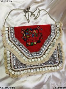 高品質耐久性のあるハンドメイドジュートBoho Banjaraバッグファッションステートメントレディース & ガールズカートンオフホワイトODM - Product Image 3