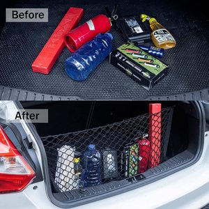 頑丈なカーゴネット伸縮性のある車内アクセサリーSUVとトラック用のフック付きの調整可能な弾性トランク収納ネット