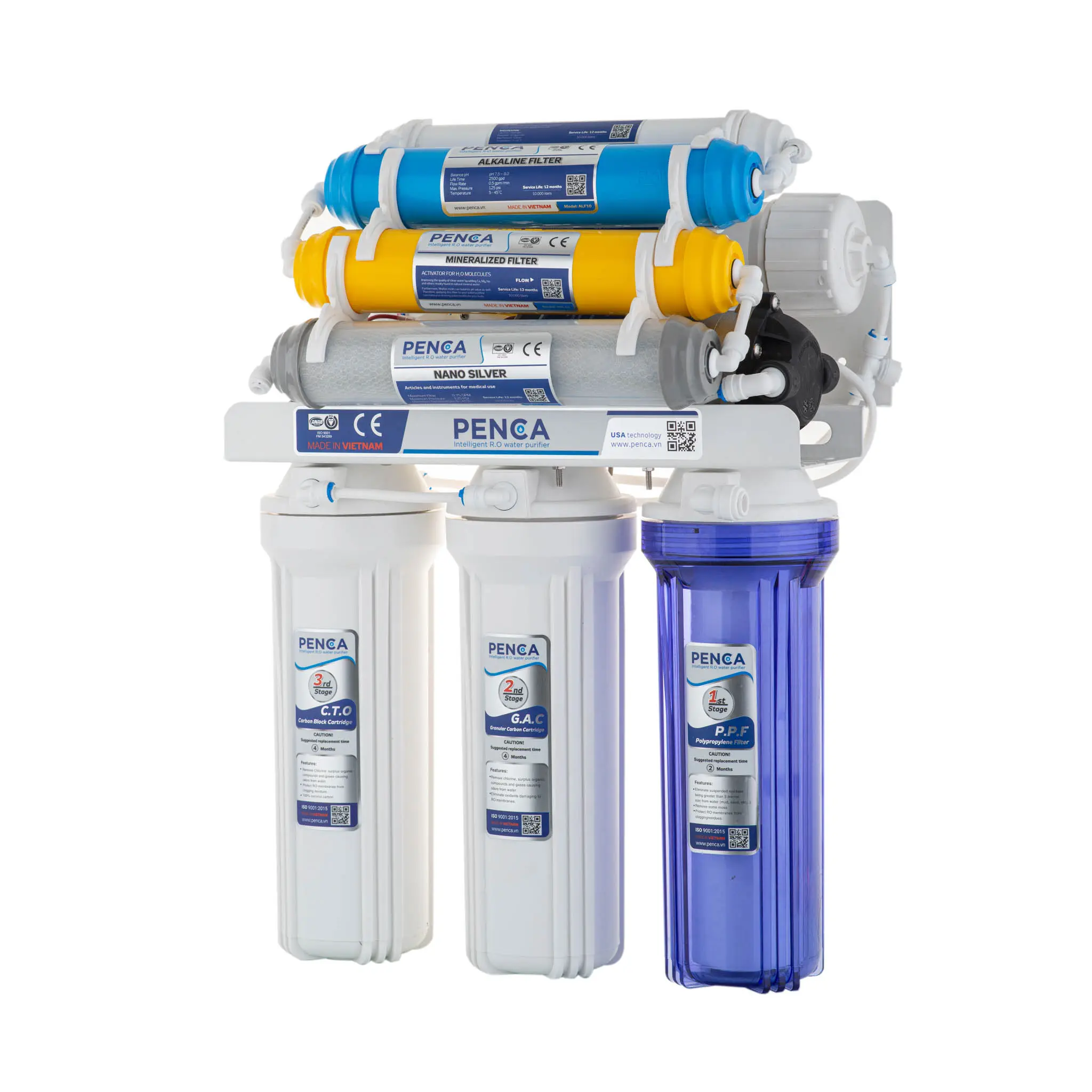 Sistema de filtro de agua al por mayor para el hogar comercial para beber bajo el fregadero Tratamiento de Agua RO purificador de agua de 8 etapas