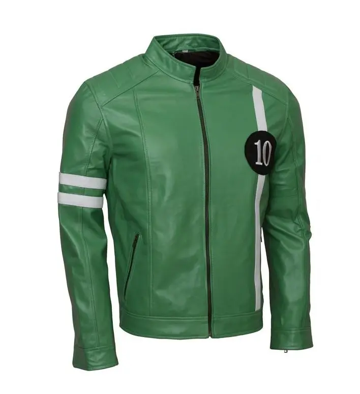 New Design Ben Ten Style Sheep Leather zip up Women Casual Fashion Jacket in Green Colour