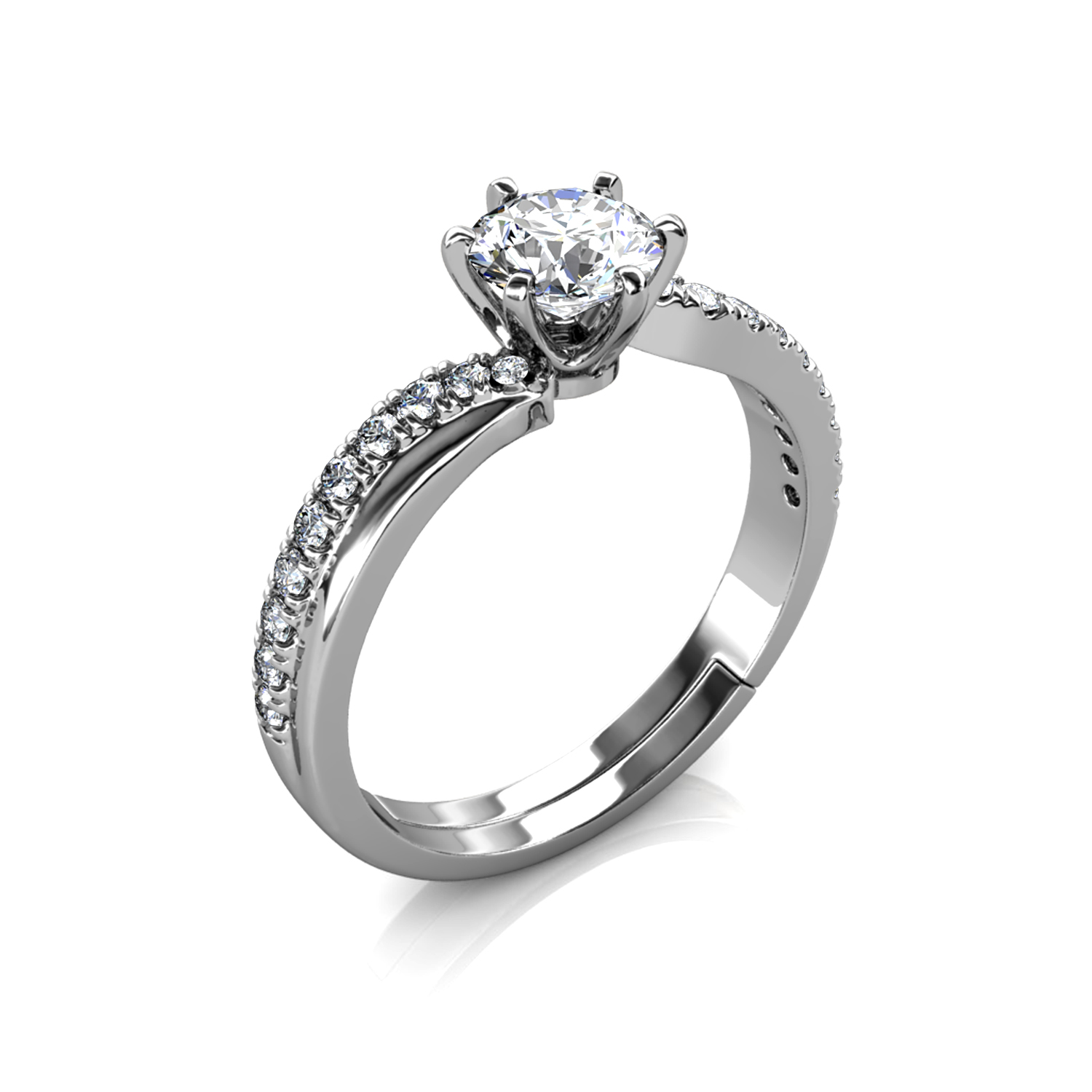 18K Gold Plated Adjustable Beautiful Pave Ring MR012