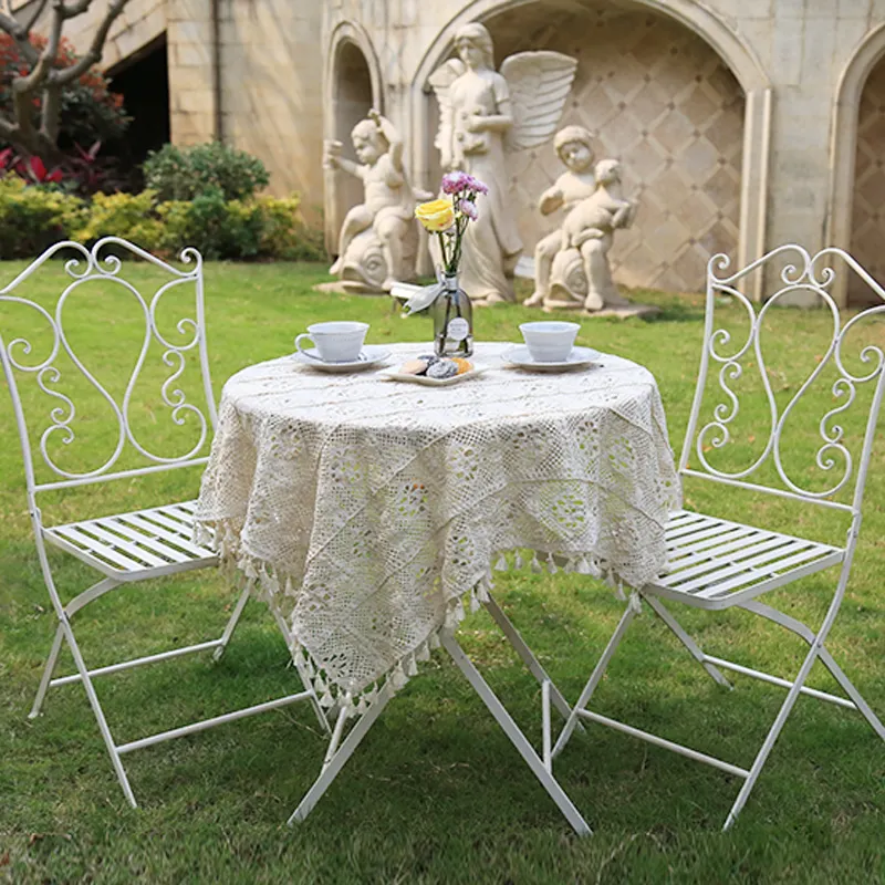 Shabby Chic Outdoor Furniture Decorative Iron Garden Patio Dining Set Table and Chair Bistro Set