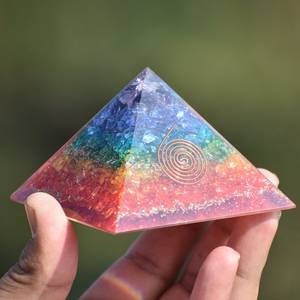 EMF保護瞑想用チャクラオニキスオルゴナイトピラミッド生命の花ロータスヒーリングアルファザル瑪瑙インド - Product Image 2