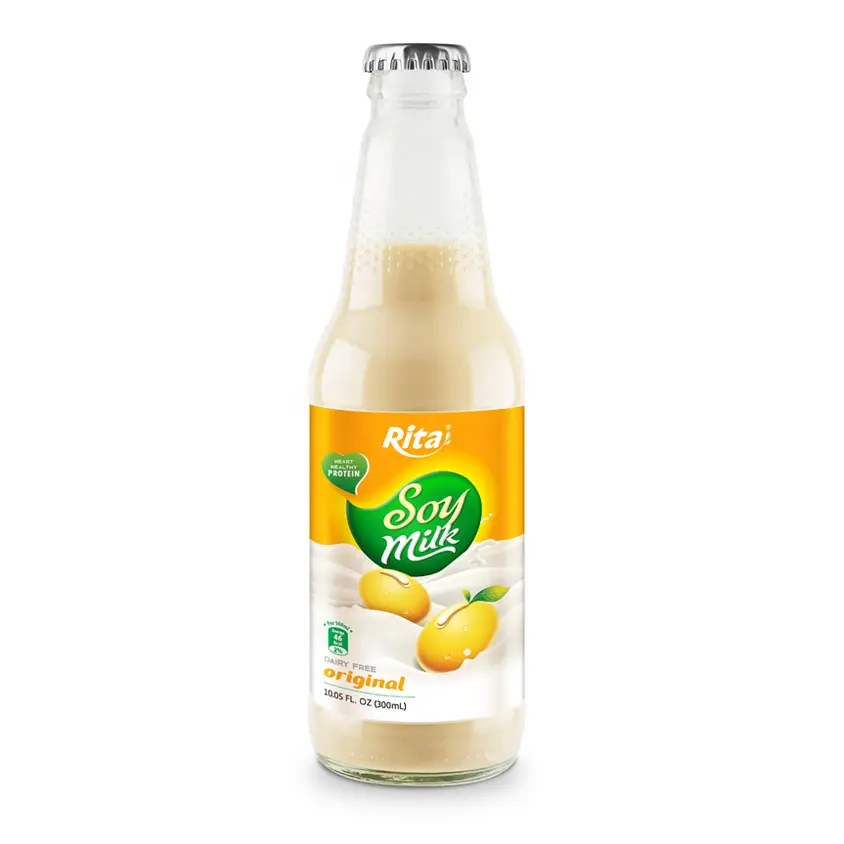 Melhor Qualidade Bom Gosto Nutriente Bebida Densa Fornecedor 300ml Garrafa De Vidro Leite De Soja Sem Glúten Plant-Based