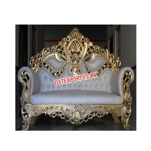 Chapado en oro boda muebles real Bodas de dos plazas sofá elegante escenario sillas