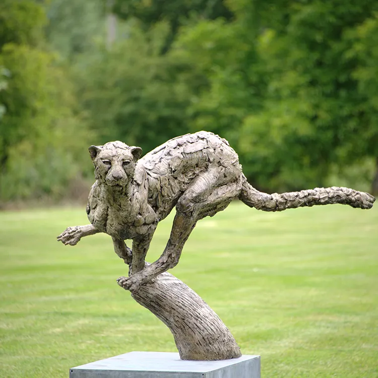Luipaard Beeldjes Statua Leopardo Bronzen Luipaard Sculptuur Da Corsa Leopard Statua
