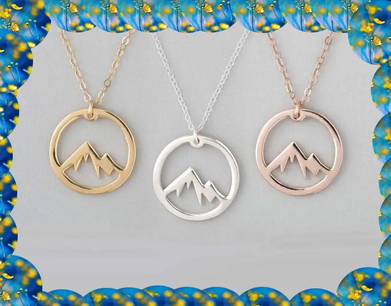 Mountain circle silver pendant necklace for christmas offer