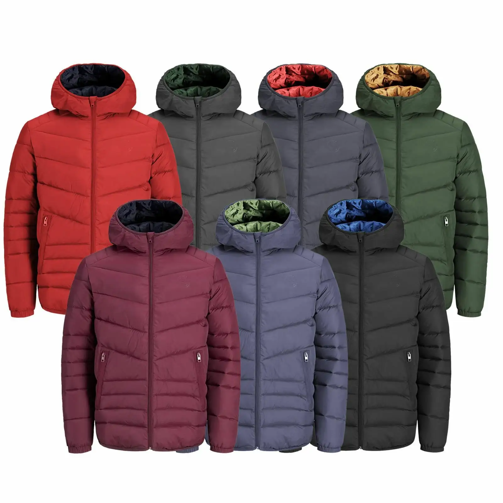 OEM-chaquetas de nailon a prueba de viento para hombre, chaqueta acolchada, acolchada, cuadrada, para invierno