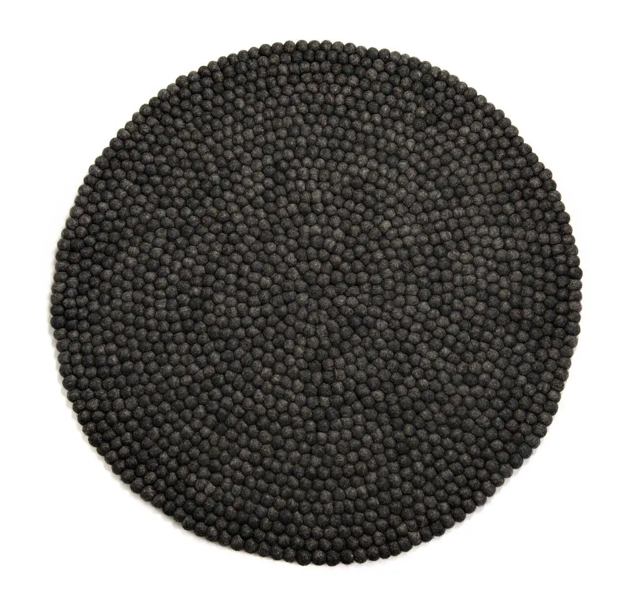 Tappeto a sfera in feltro di lana cucito a mano grigio scuro usa siting e decorazione in soggiorno e camera da letto