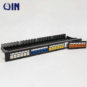 Shenzhen Qin parche de Color Panel 19 ''1U... Plena carga IDC tipo Panel 24 Port Cat6 150v con organizador de la red bastidores - Product Image 1