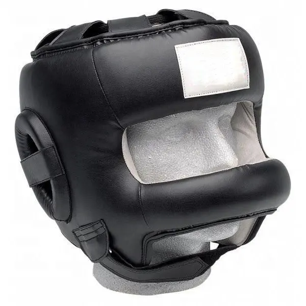 高品質PUレザーMMAヘッドギア、完全な口の保護プロのファイティングヘッドガードスパークリングヘルメットボクシングヘッドギア