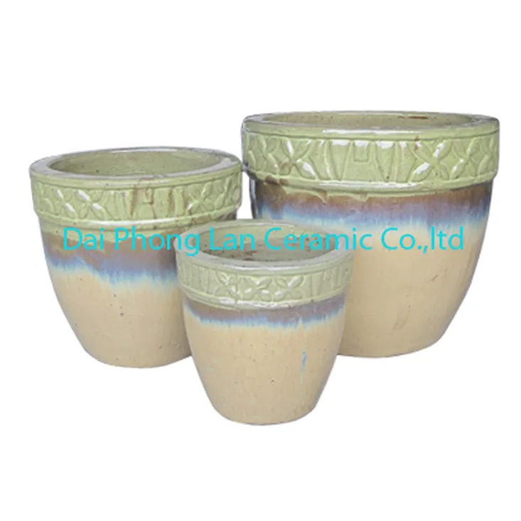 Pot créatif de différentes couleurs avec design, pot en céramique émaillée pour jardin, en argile, jardinière de jardin, poterie