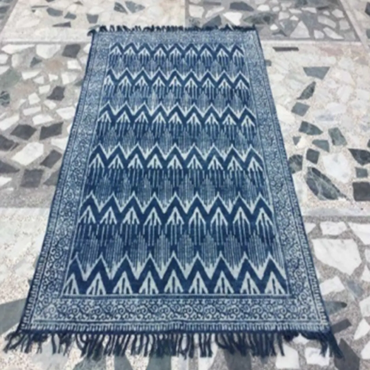 Bella Mano Blocco di Stampa Indiana Telai A Mano di Cotone Organico Indigo Blu Tradizionale Della Boemia Room Decor Superficie Runner Yoga Tappeto