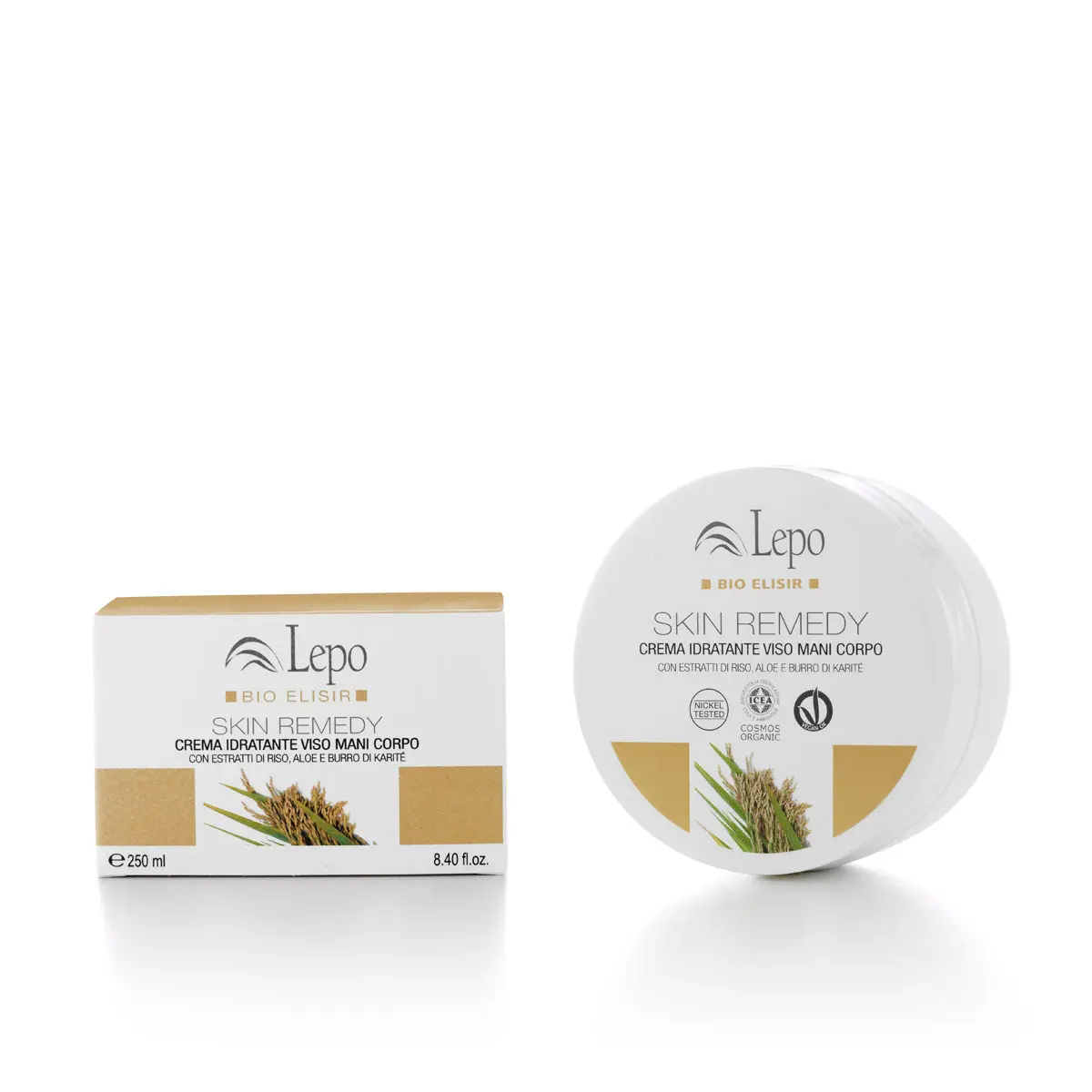 Top quality Italian organic moisturizing cream hands face body with rice aloe and shea butter 250 ml