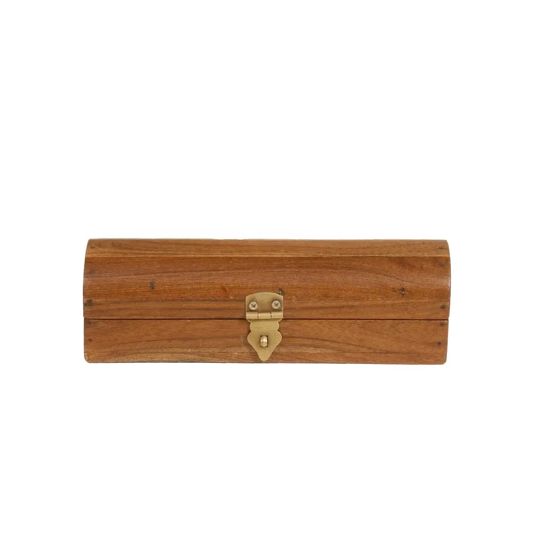 customized top quality handcrafted mango wood wooden brass pencil box stationary box for office school college