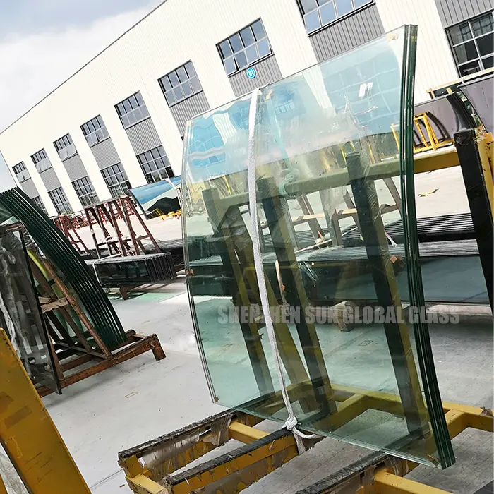 17.52mm curved laminated glass 8 1.52 8 ESG clear low iron PVB SGP film bend tempered interlayer glass price per square meter