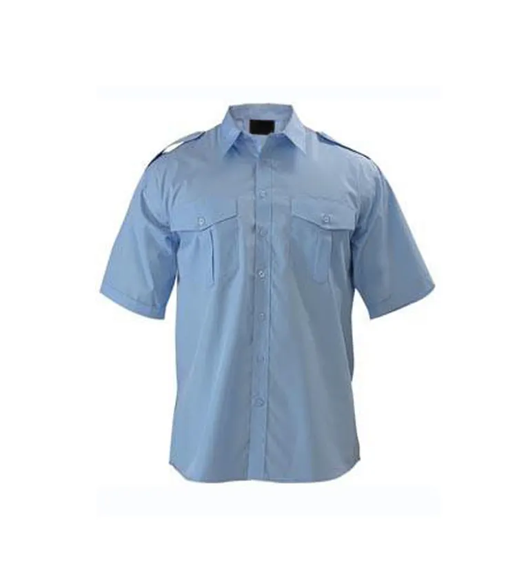 Toptan Polyester pamuk yarım kollu ön cepler kapaklı üniforma gömlek ofis personeli çalışma gömlek erkekler için