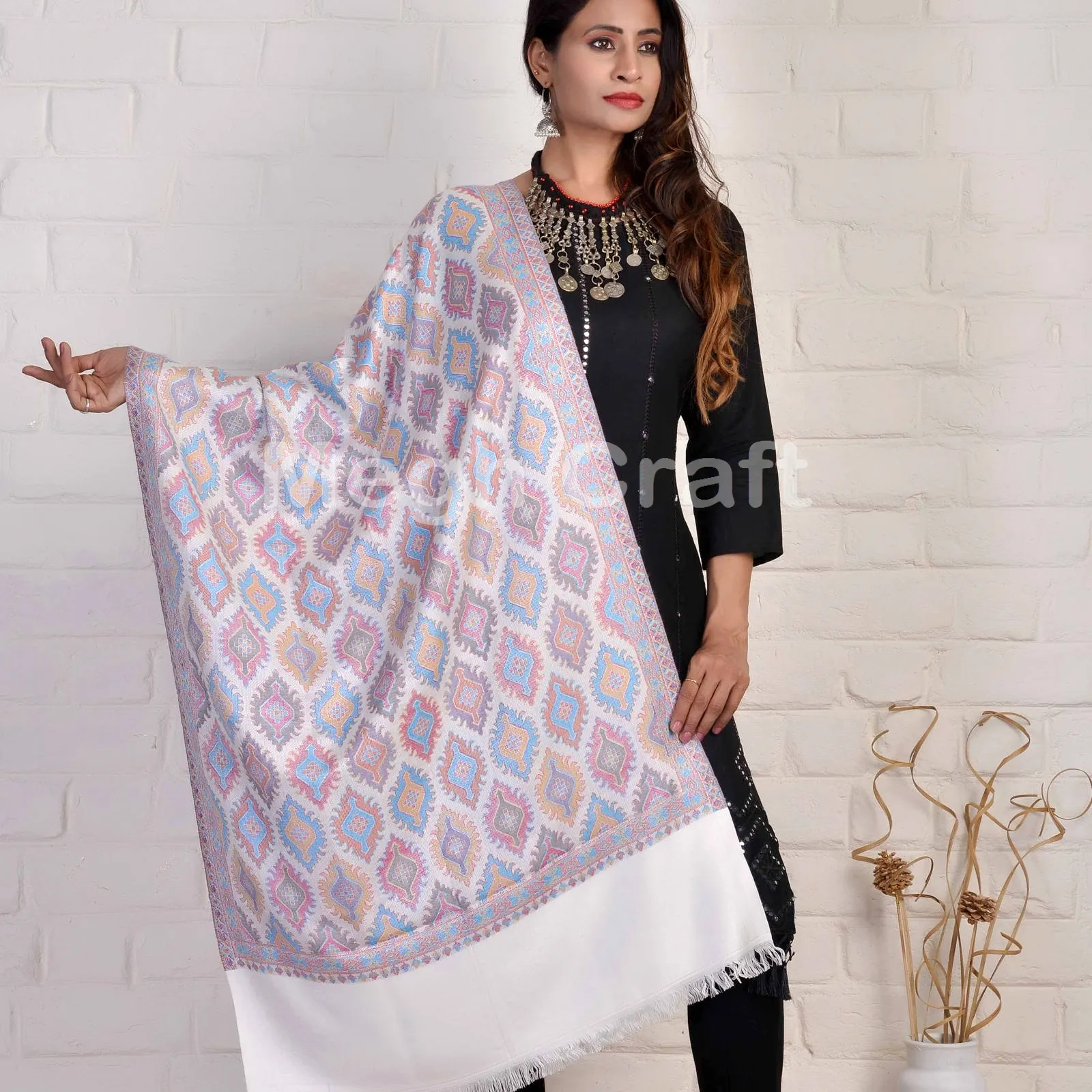 India Pashmina Bolak Balik Modal Sutra Mencuri Selendang-Designer Buatan Tangan Syal Perempuan Leher Hijab Shawl-Wanita Mengenakan Sutra Selendang