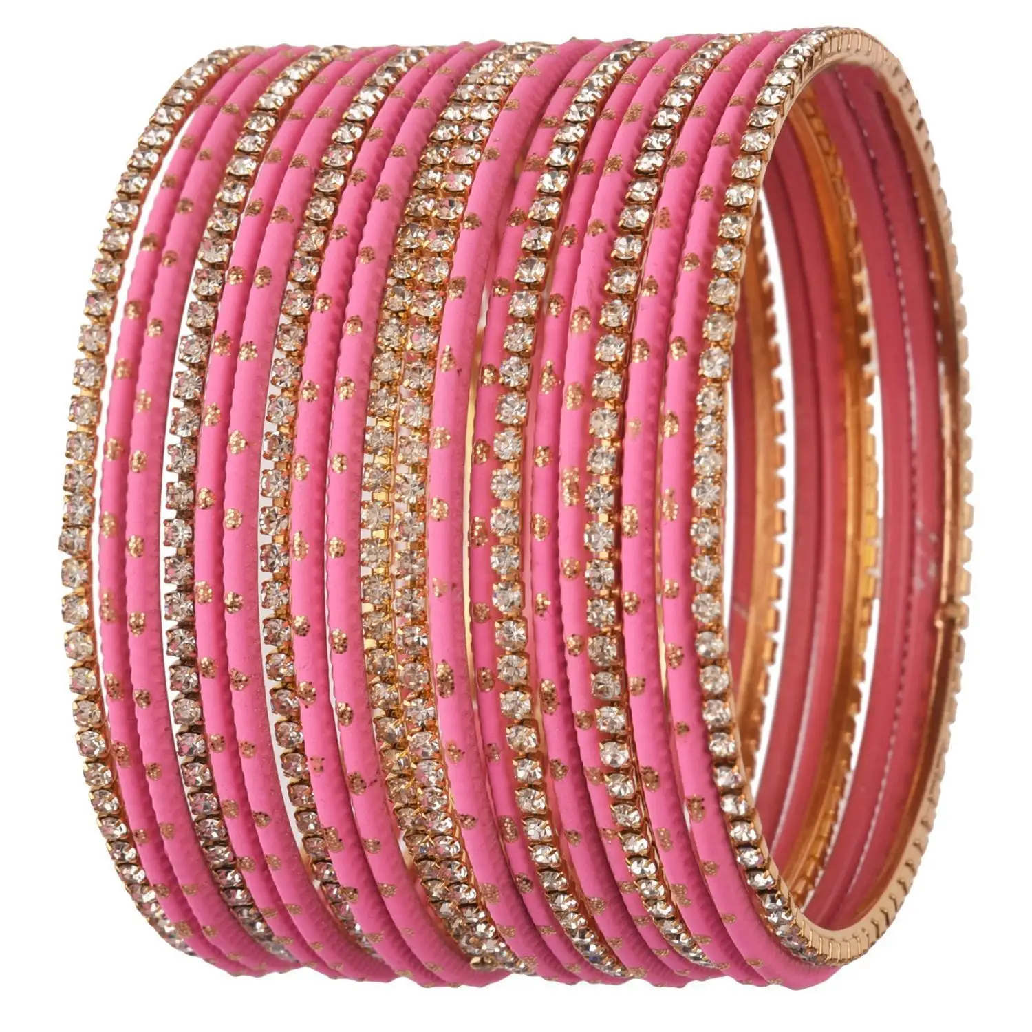 Braccialetti indiani zirconi cubici strass lavanda rosa pianura metallo braccialetto nuziale gioielli braccialetto per le donne