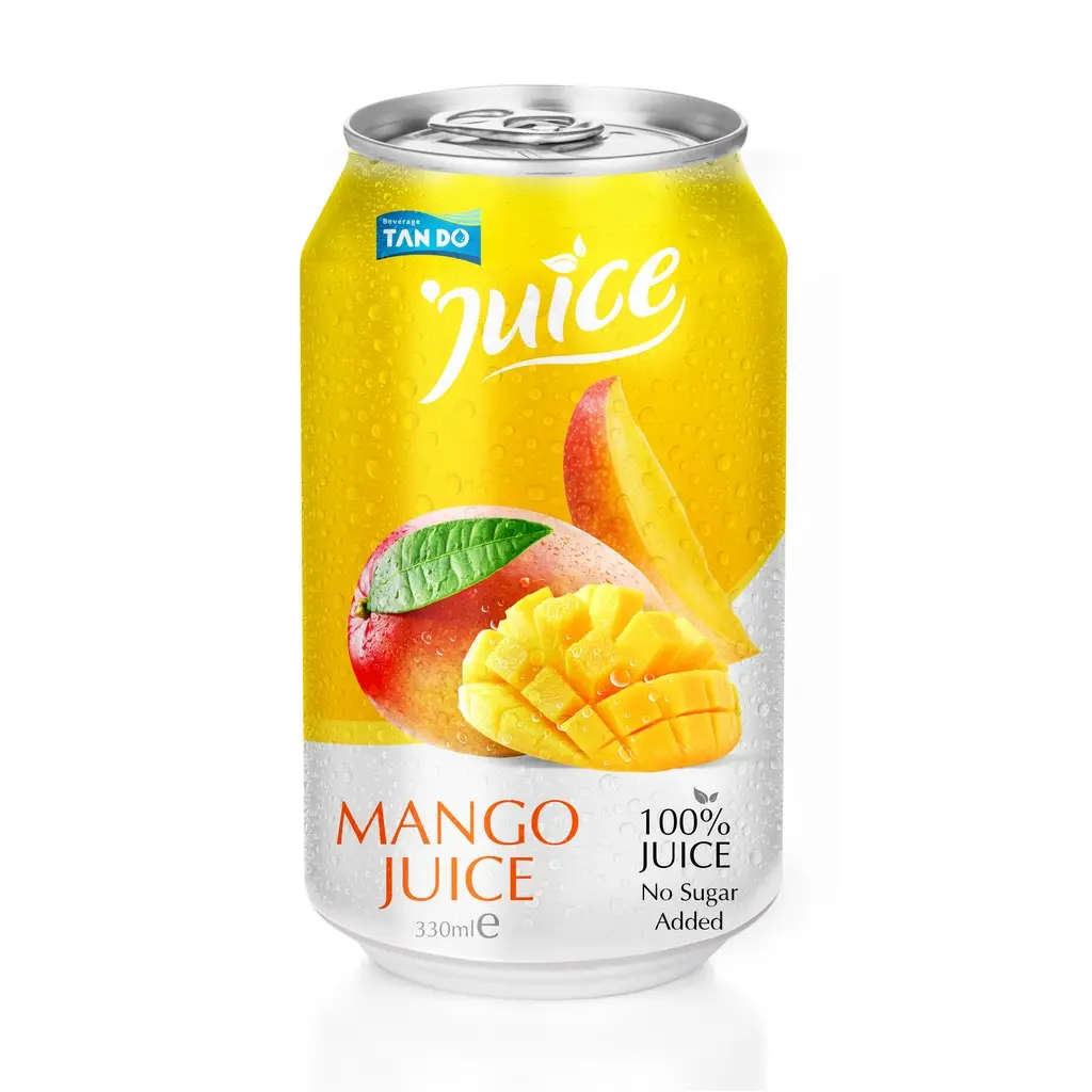 Jugo de mango de marca privada, personalizado, OEM, 330ml, zumo de fruta tropical, precio de fábrica natural