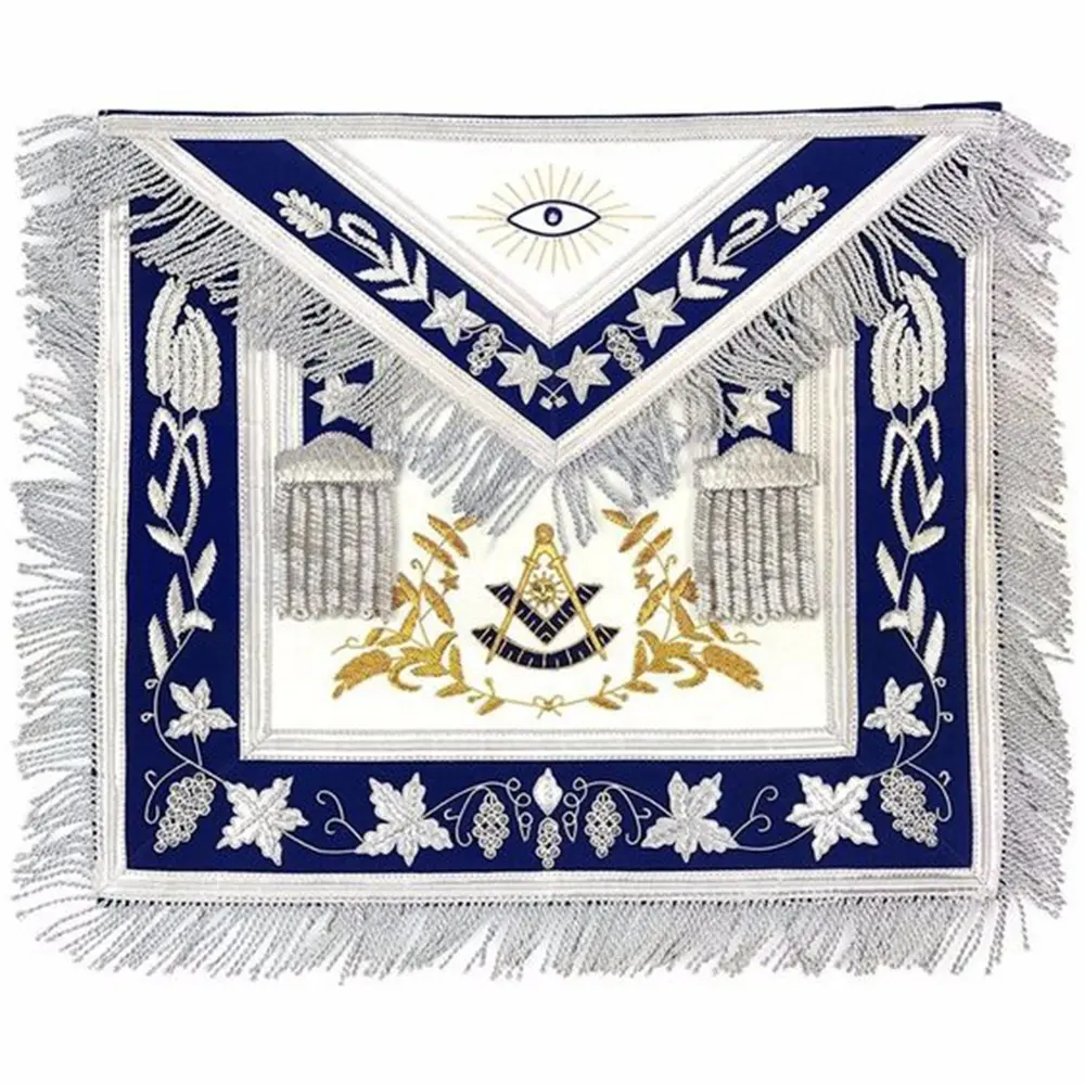 Masonic grand lodge avental do passado mestre, ouro e prata, bordado à mão, com cinto ajustável, conjunto de lanche e costas traseiras com bolso