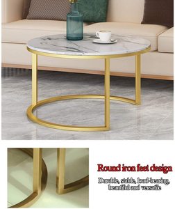 Juego de mesa clásica redonda de mármol blanco para sala de estar, mesa de centro, apilables, anidadas - Product Image 5