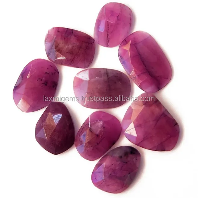 Proveedor de gemas sueltas para fabricación de joyas, esmalte de mano indio, rosa de rubí Natural