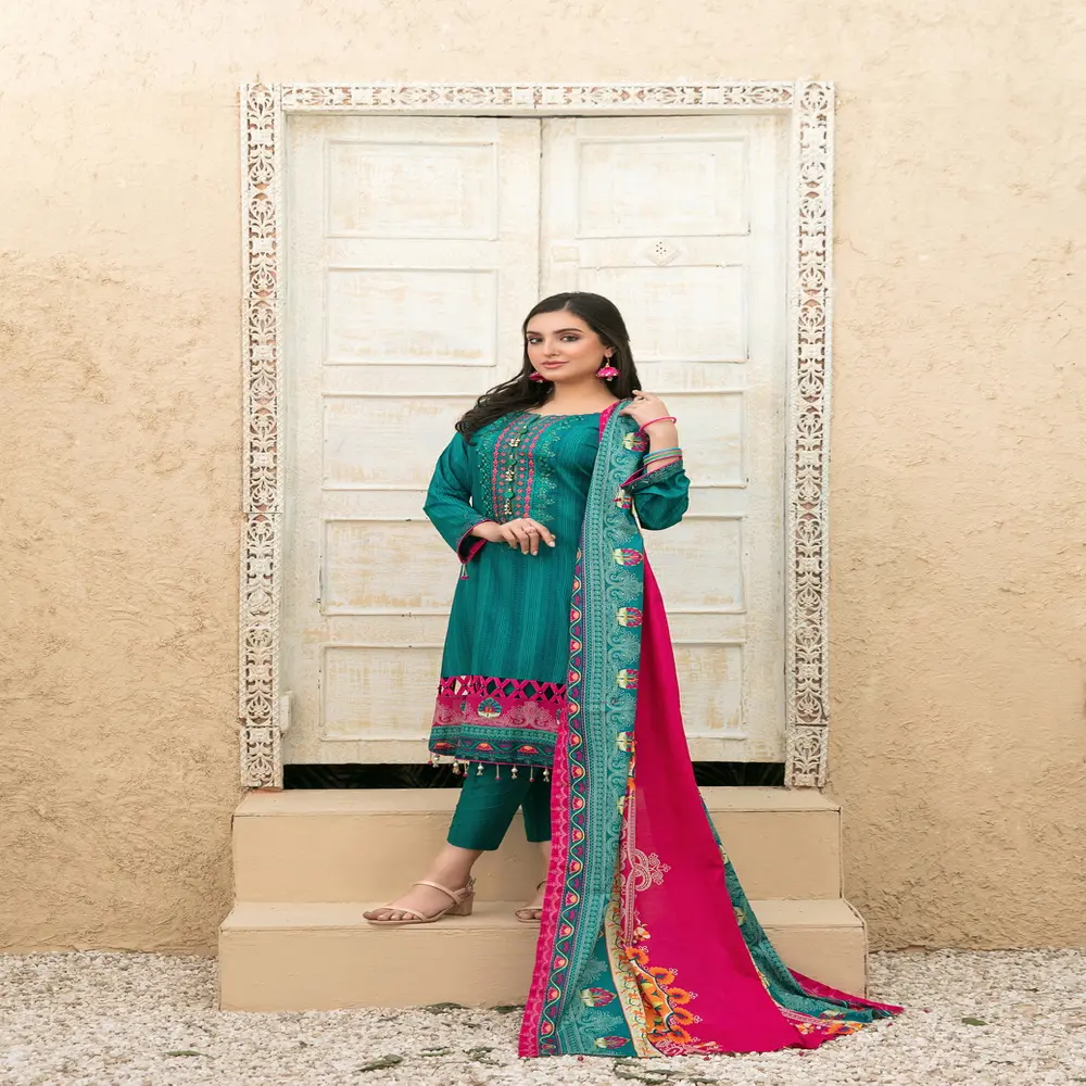 Setelan Halaman Rumput Pakistan Lawn Halwar Kameez Gaun Baju Rumput Wanita Pakaian Musim Panas Pakaian Wanita