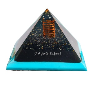 Gül kuvars tabakası Orgonite piramit taş ile yeşil yeşim Feng Shui akik ihracat piramit Orgone meditasyon - Product Image 4