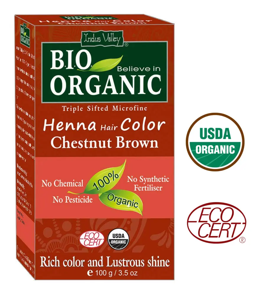 Bio 유기 밤나무 갈색 헤너 머리 색깔
