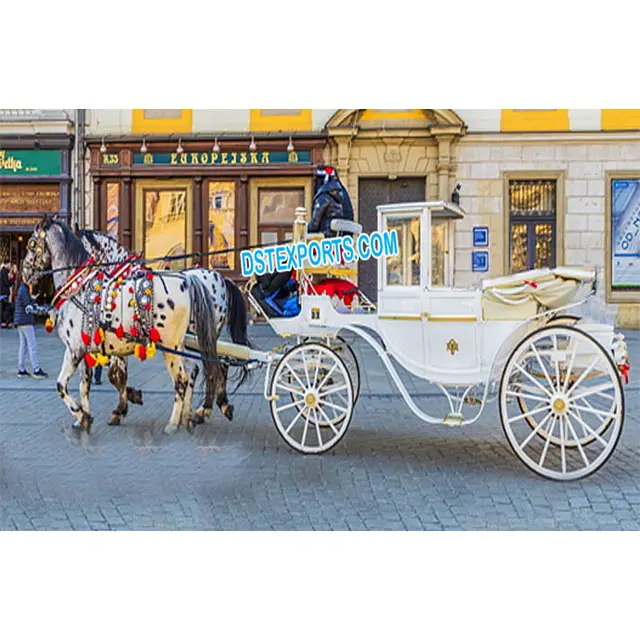 Carrello trafilato da cavallo bianco reale carrello bianco reale in vendita carrello da cavallo intagliato dorato reale occidentale