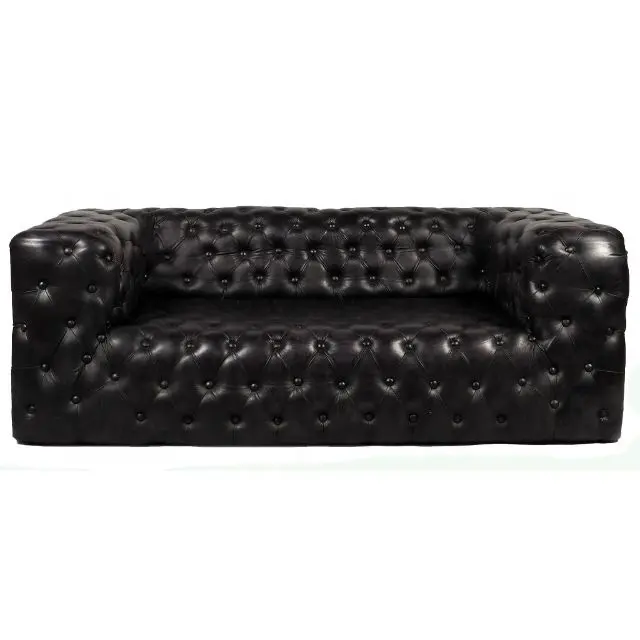 Chesterfield-sofá de cuero con diseño vintage, cómodo sillón de amor