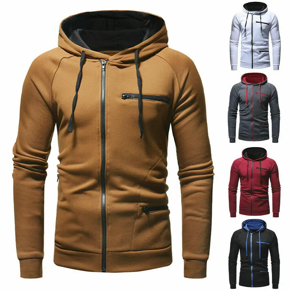 Sweat-shirt à capuche pour homme, veste à capuche, pull décontracté avec fermeture éclair sur le côté, vêtements d'extérieur