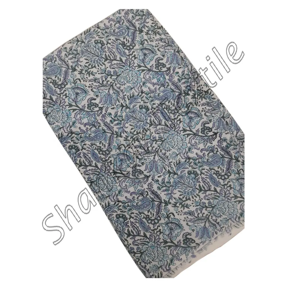 MSCF047 tessuto floreale stampato a blocchi di cotone indiano fatto a mano Sanganeri tessuto per abbigliamento in Voile stampato grossista stampa tradizionale