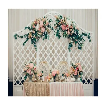 Toile de fond de mariage en fer forgé de grande taille, Design attrayant, couleur blanche, pour décor de scène de mariage