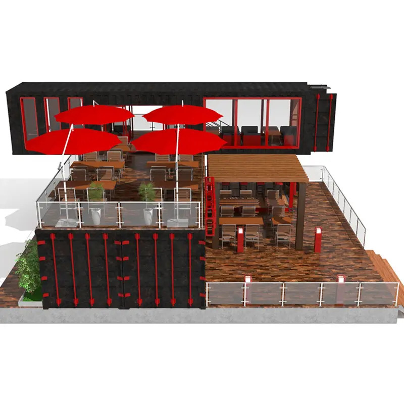 Prefabricated steel structure flat pack one bedroom prefab detachable restaurant container modular house tiny