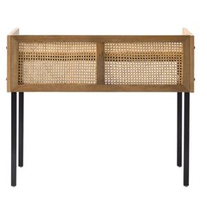 Escritorio de oficina con acabado de ratán, mesa de muebles de madera con soportes de almacenamiento, estantes, escritorios de ordenador, trabajo para oficina, estable moderno - Product Image 5