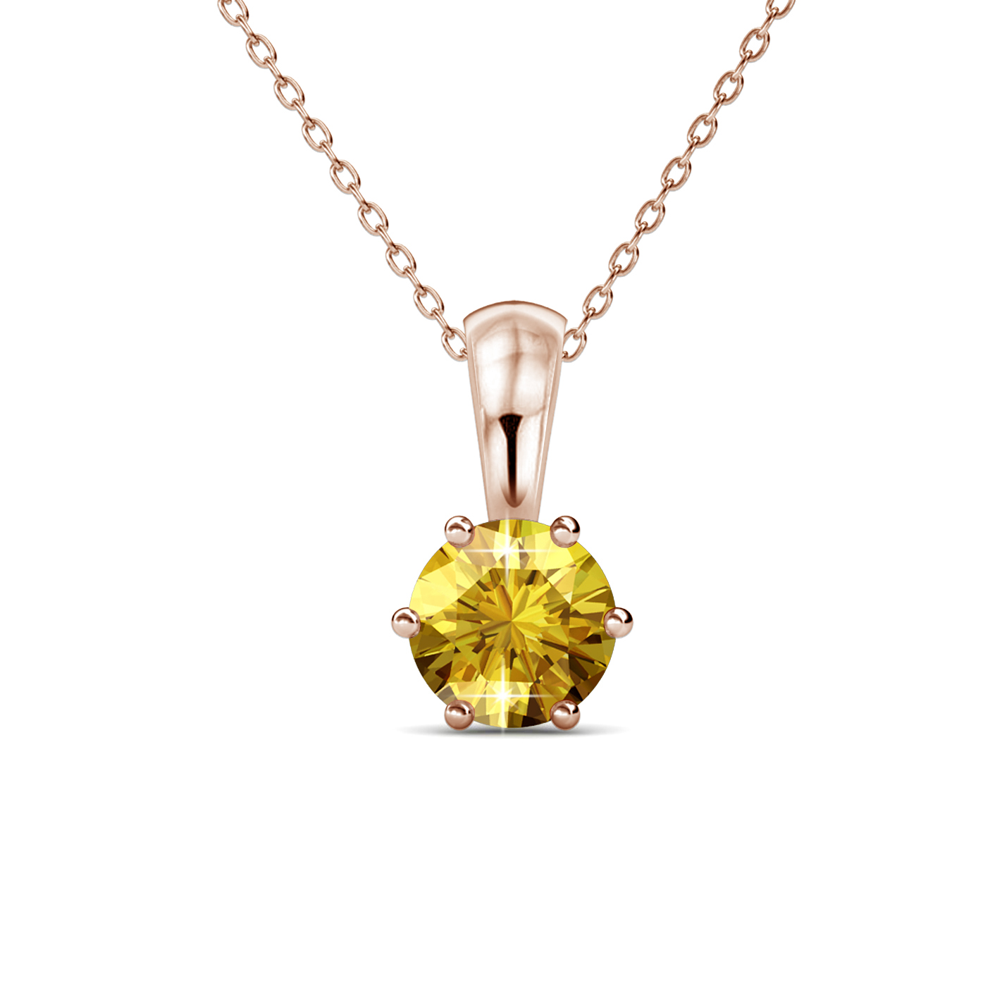 Pendentif en laiton plaqué or rose 18 carats - Citrine