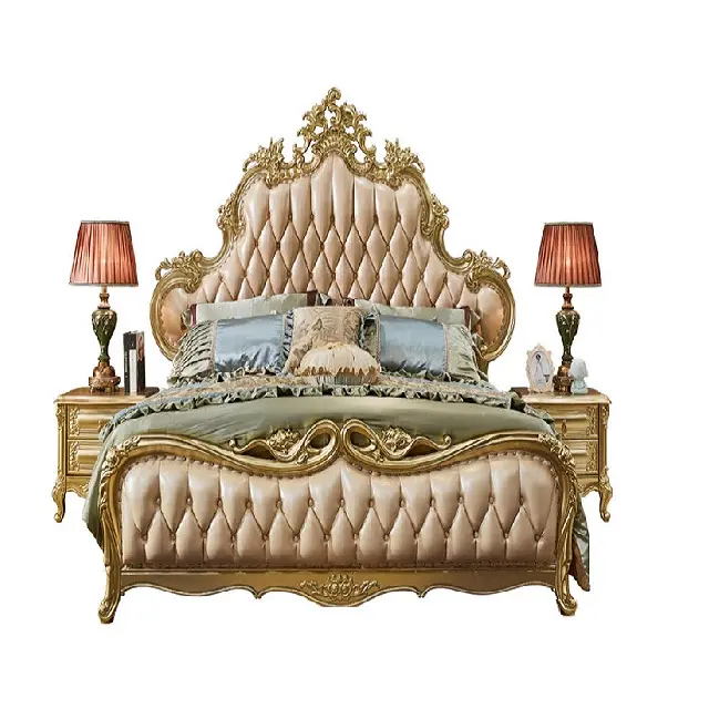 King Size Handmade Royal Bedroom Furniture Best Traditional Bedroom Wooden Furniture Set Solid Wood Maharaja Bed & Side Table