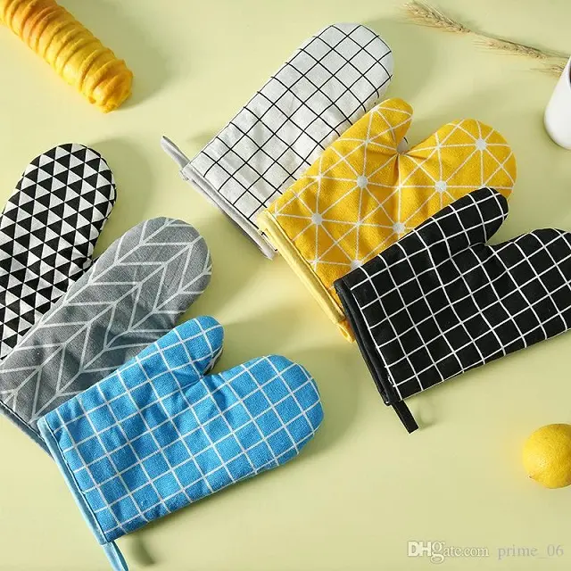 ถุงมือผ้าคอตตอนออร์แกนิก100%,อุปกรณ์ทำขนมหุ้มฉนวนถุงมือถุงมือสำหรับเตาอบ