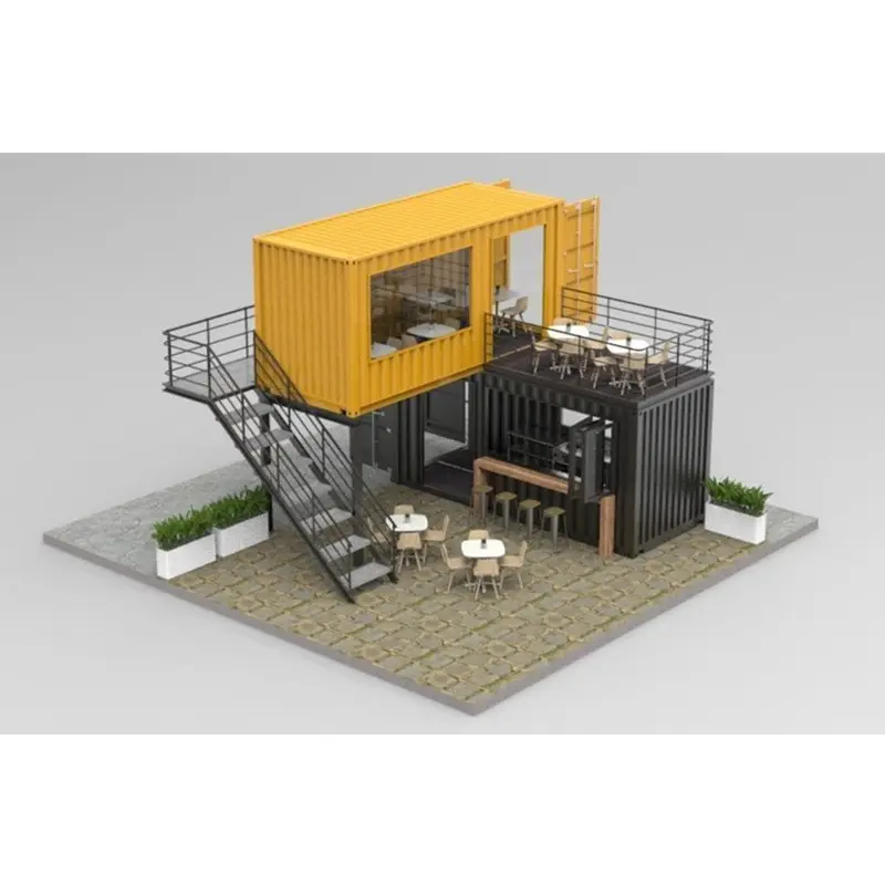 best custom 20 foot flat pack Metal steel structure portable homes 2 bedroom low cost prefab restaurant container house manufacturer