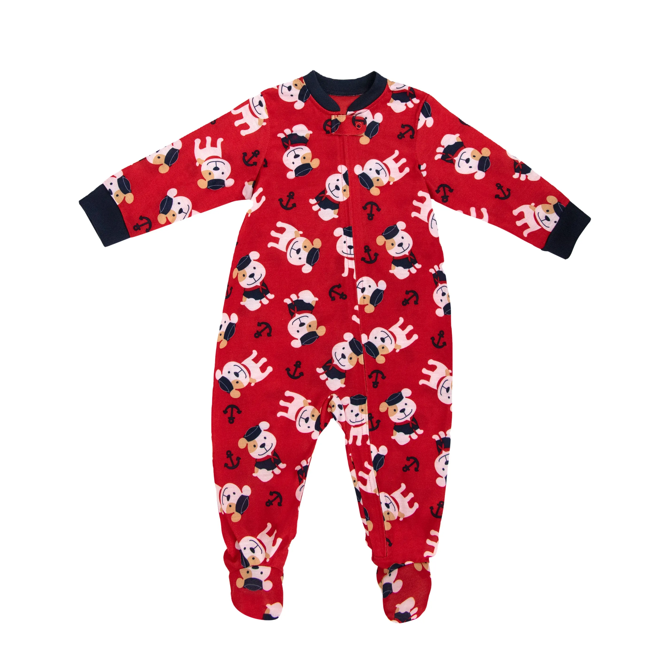 JOYUAN เสื้อผ้าสำเร็จรูปสำหรับเด็ก,ชุดหมีสีแดงพิมพ์ลายสำหรับเด็กทารกชุดนอนอยู่บ้านปี BR190805