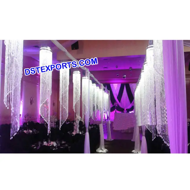 Pilares de cristal pendurados para casamento, almofadas de cristal penduradas para decoração