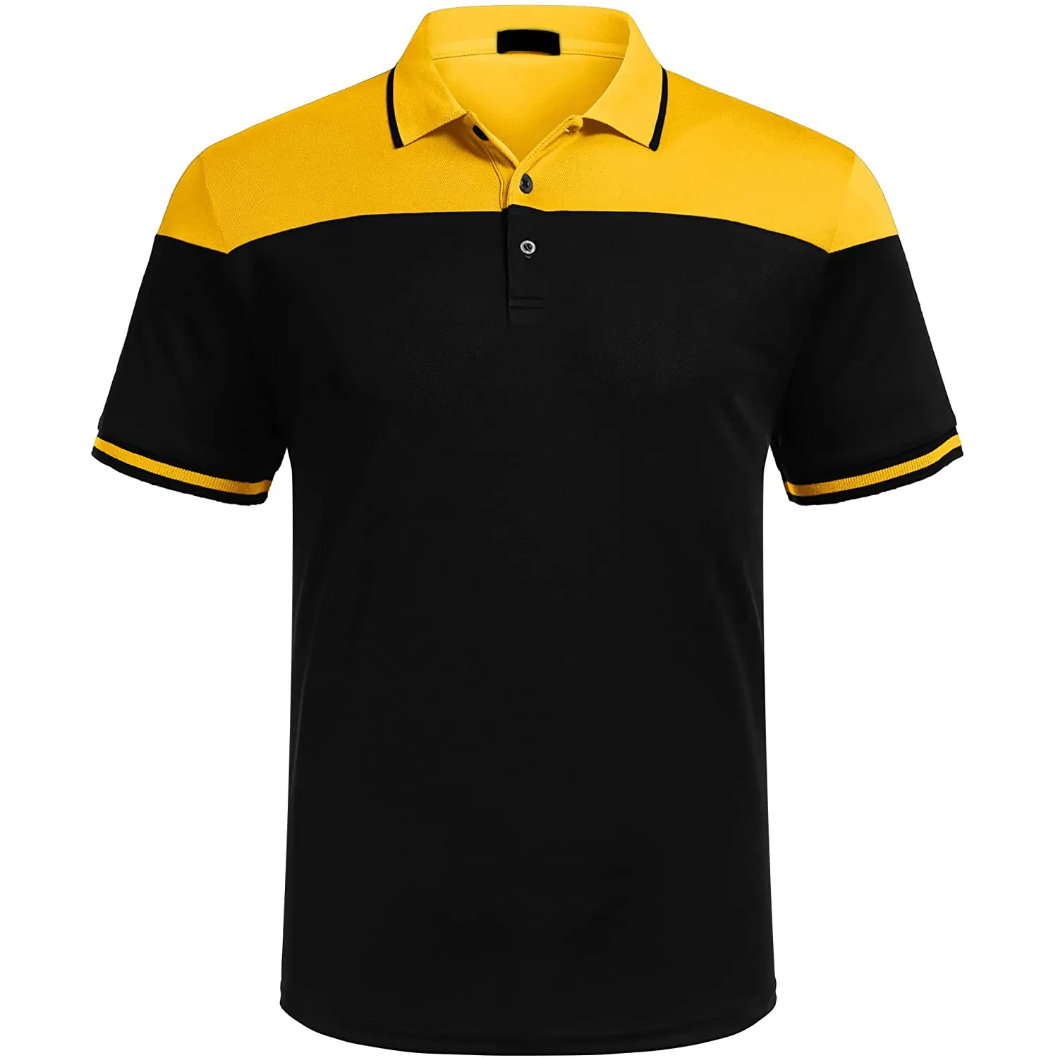 Amarelo Preto Polo Collar T shirts Para Homens Com Logotipo Bordado T-shirt Dos Homens T-shirts De Algodão Camisas Polo para Homens