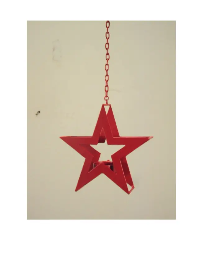 Portavelas colgante de metal con forma de estrella de Navidad